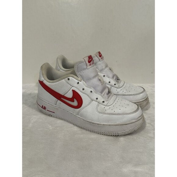 Nike Air Force 1 White University Red Size 6y (missing Laces) - Picture 1 of 10